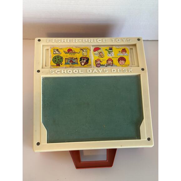 Vintage Fisher Price School Days Desk Retro Learning Toy Chalkboard 1972 - Picture 1 of 15